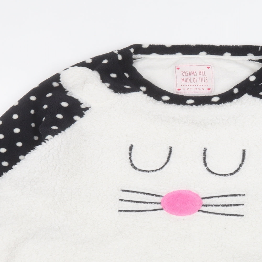 Nutmeg Womens White Round Neck  Polyester Pullover Jumper Size 16