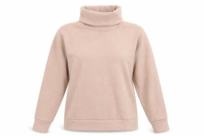 Front view of Peacocks women’s beige polyester pullover sweatshirt, size M