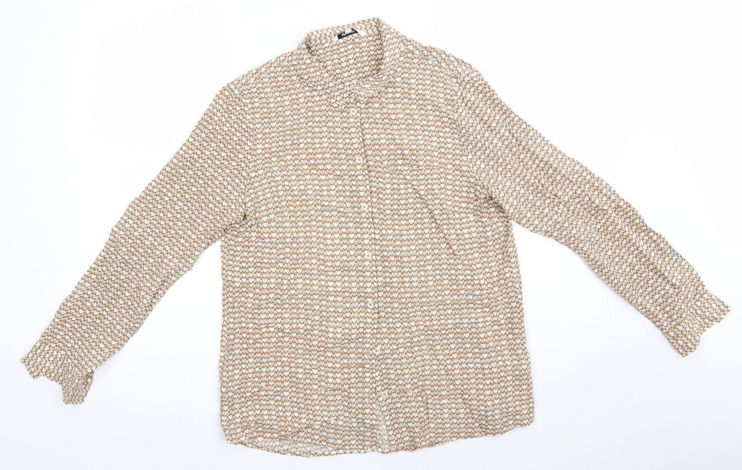 Womens UK Size 8 Sandwich Beige Basic Button-Up