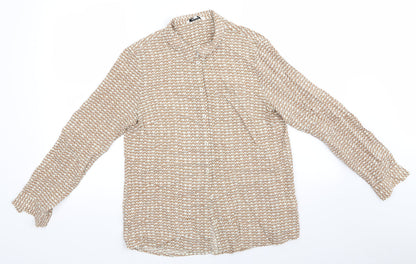 Womens UK Size 8 Sandwich Beige Basic Button-Up