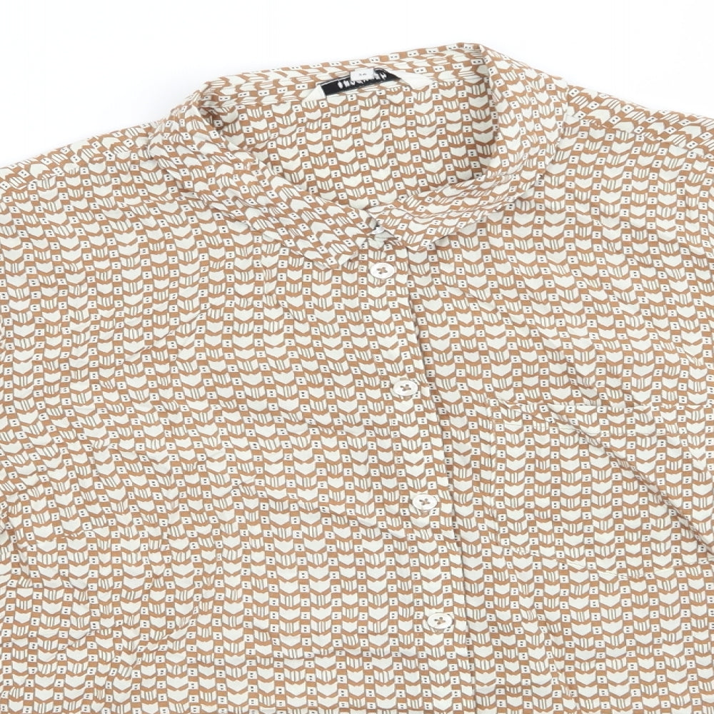 Womens UK Size 8 Sandwich Beige Basic Button-Up