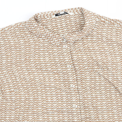 Womens UK Size 8 Sandwich Beige Basic Button-Up