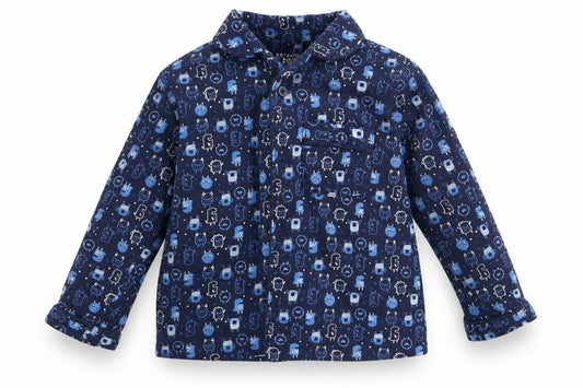 Primark Boys Blue Animal Print Cotton  Pyjama Top Size 18-24 Months   - Monsters