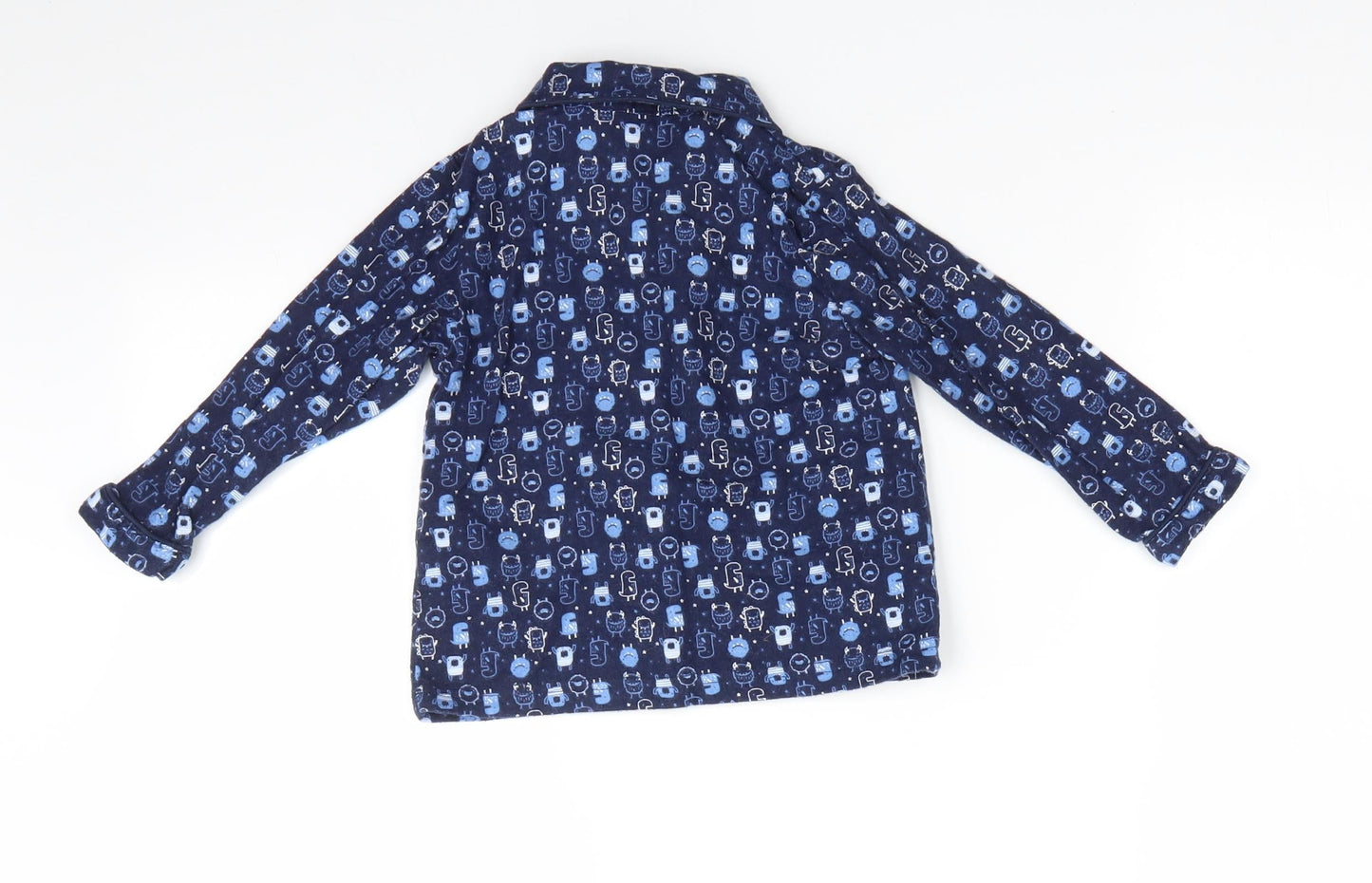 Primark Boys Blue Animal Print Cotton  Pyjama Top Size 18-24 Months   - Monsters