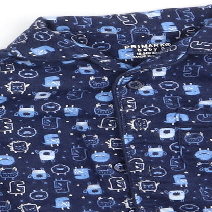 Primark Boys Blue Animal Print Cotton  Pyjama Top Size 18-24 Months   - Monsters