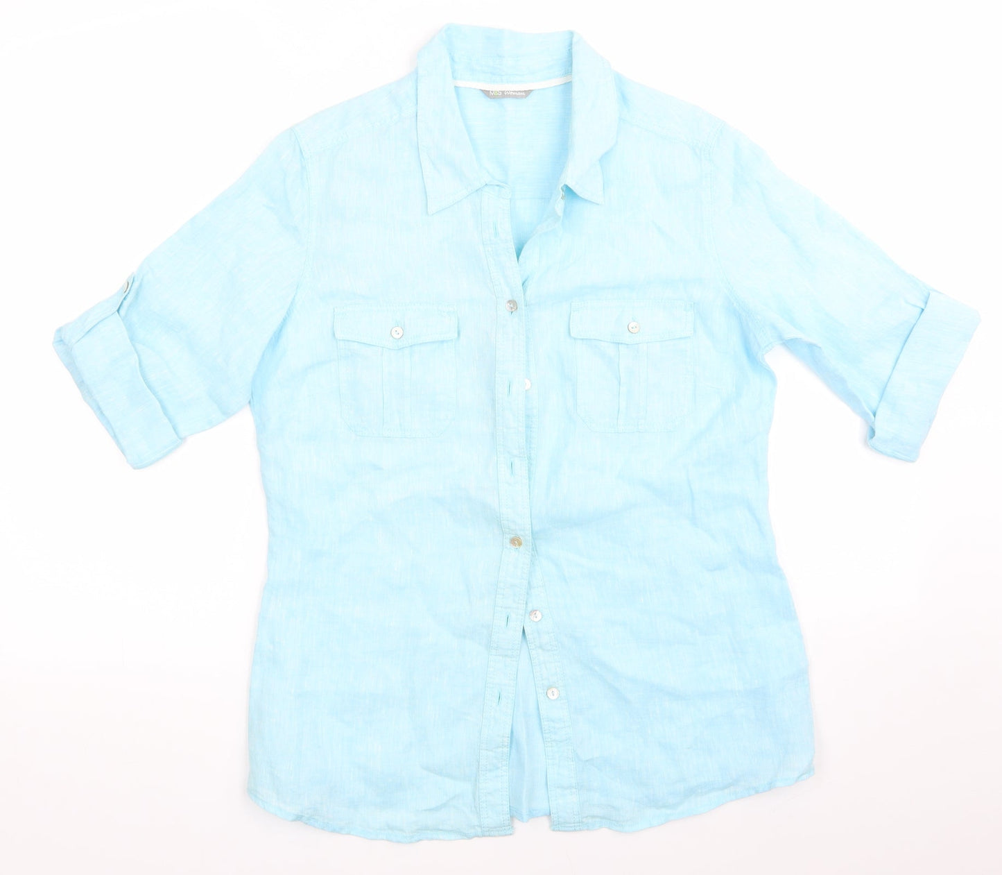 Womens UK Size  Marks and Spencer Blue Basic Button-Up