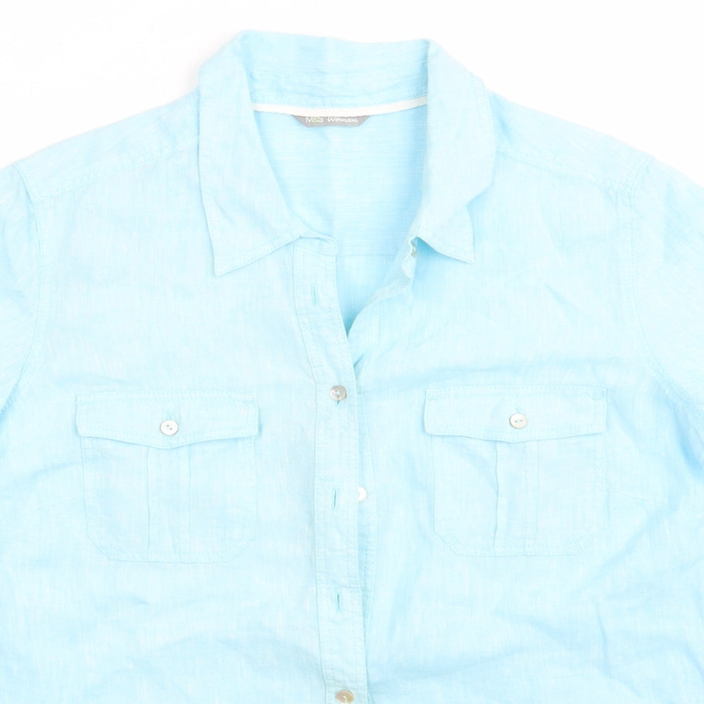 Womens UK Size  Marks and Spencer Blue Basic Button-Up
