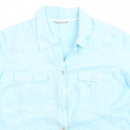 Womens UK Size  Marks and Spencer Blue Basic Button-Up