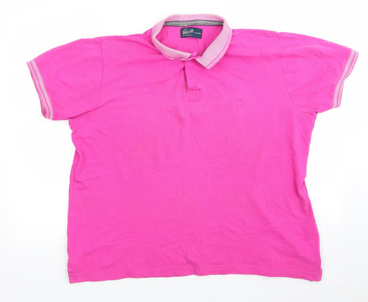 Fabric 8 Mens Pink  Cotton  Polo Size XL Collared  - Bright Pink