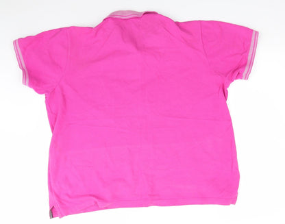 Fabric 8 Mens Pink  Cotton  Polo Size XL Collared  - Bright Pink