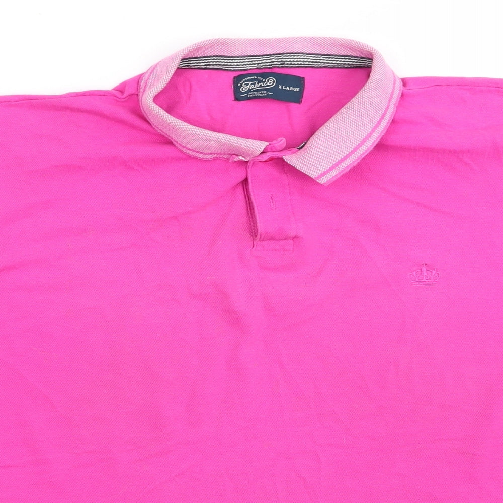 Fabric 8 Mens Pink  Cotton  Polo Size XL Collared  - Bright Pink