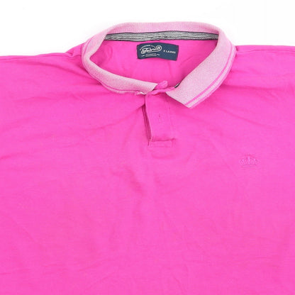 Fabric 8 Mens Pink  Cotton  Polo Size XL Collared  - Bright Pink