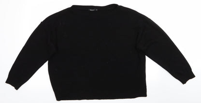 Boohoo Womens Black Round Neck  Acrylic Pullover Jumper Size XL