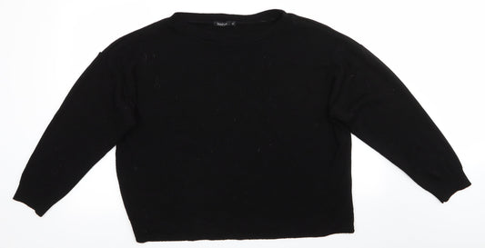 Boohoo Womens Black Round Neck  Acrylic Pullover Jumper Size XL