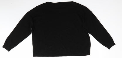 Boohoo Womens Black Round Neck  Acrylic Pullover Jumper Size XL
