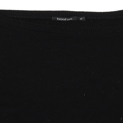 Boohoo Womens Black Round Neck  Acrylic Pullover Jumper Size XL