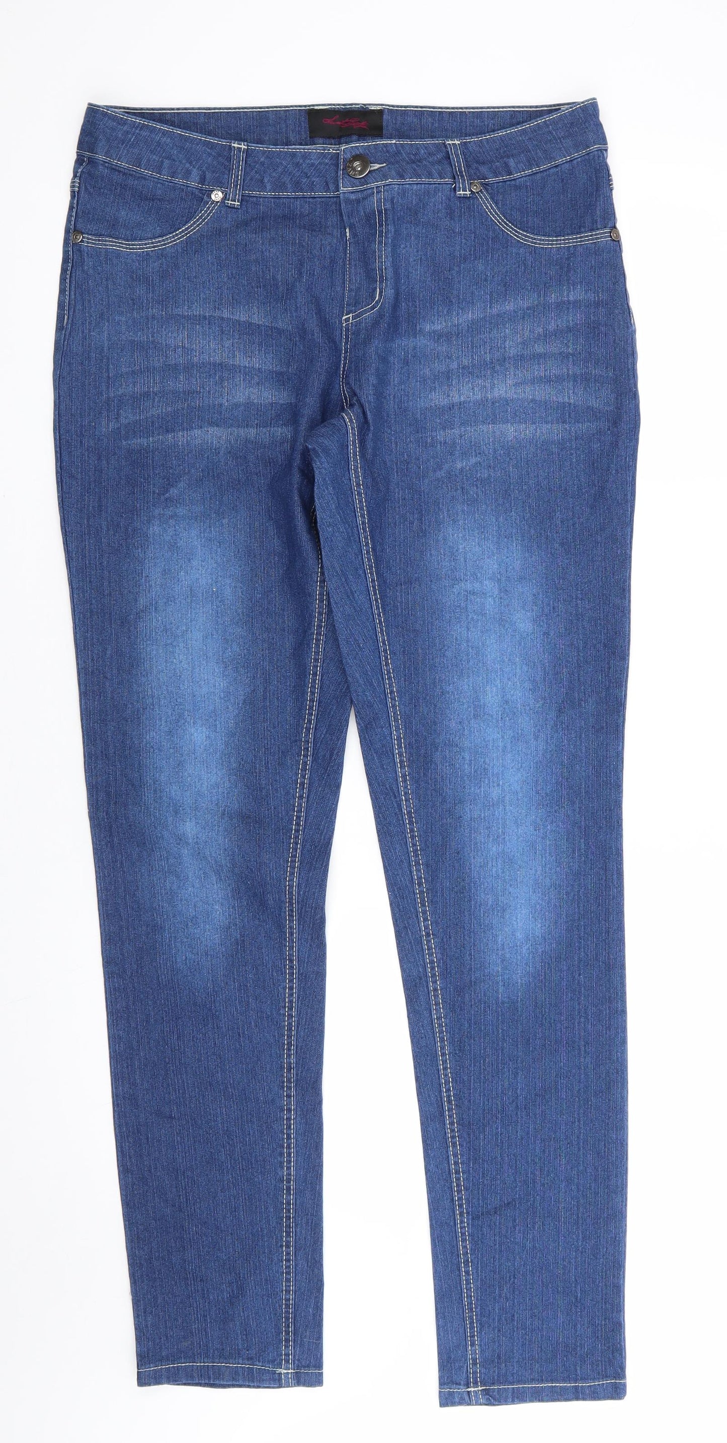 Secret Ruby Womens Blue  Cotton Straight Jeans Size 10 L32 in Regular  - Mid Blue