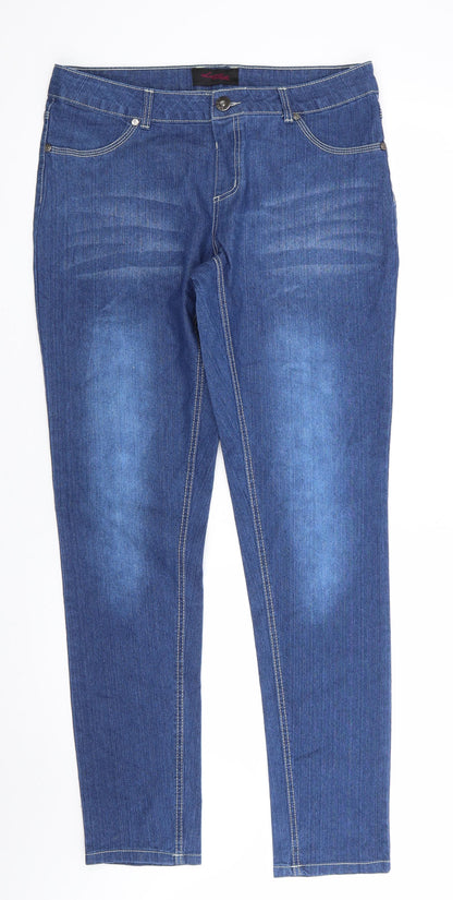 Secret Ruby Womens Blue  Cotton Straight Jeans Size 10 L32 in Regular  - Mid Blue