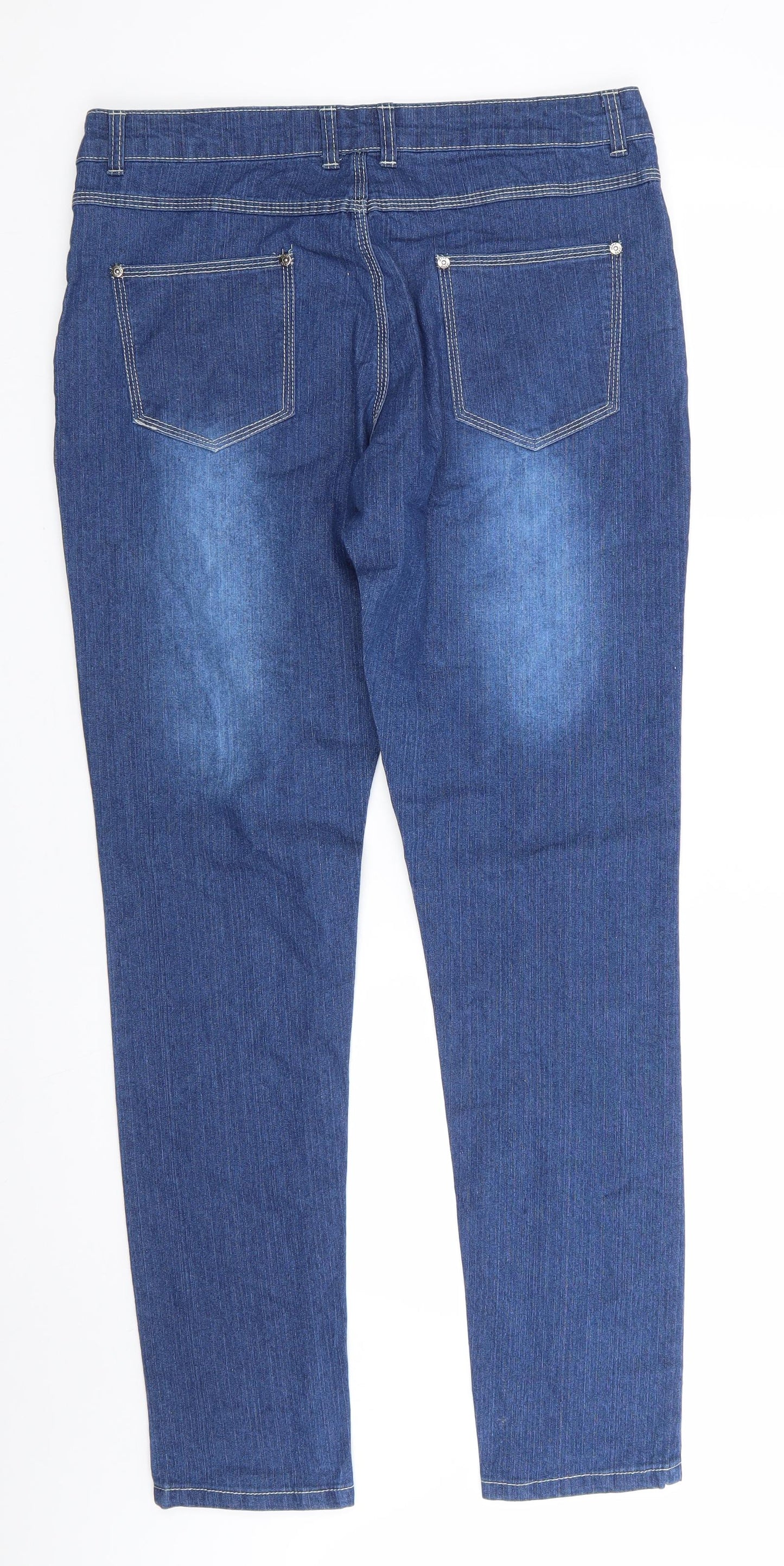 Secret Ruby Womens Blue  Cotton Straight Jeans Size 10 L32 in Regular  - Mid Blue