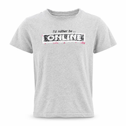 Front view of Next girls’ grey cotton basic t-shirt, size 10, years round neck - i'd rather be on line