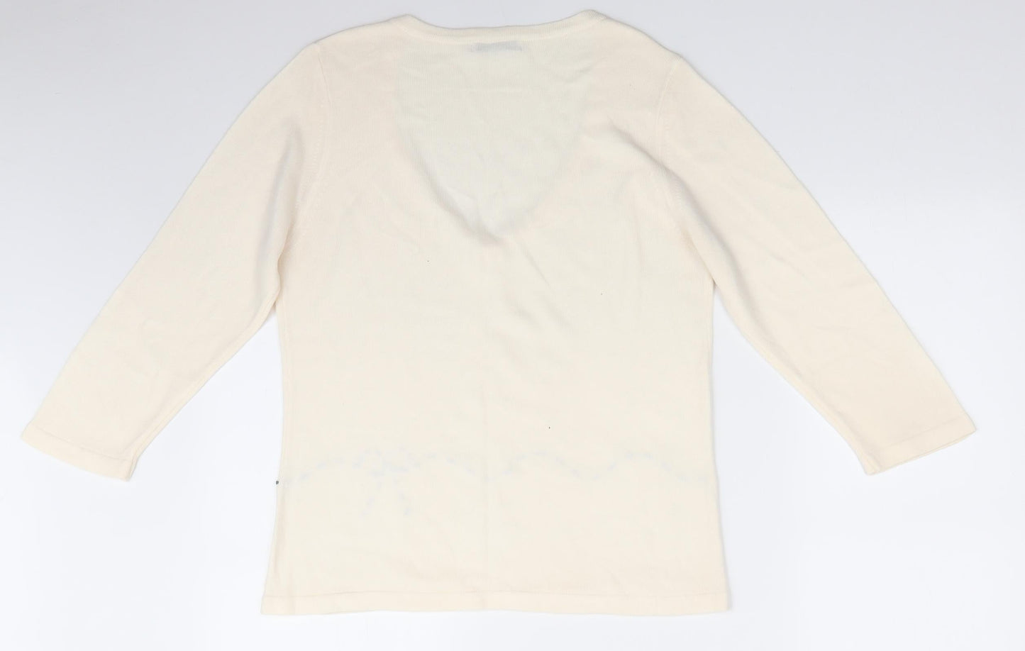 George Womens Ivory V-Neck   Pullover Jumper    - Ribbon trim