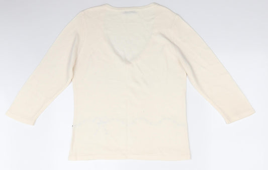 George Womens Ivory V-Neck   Pullover Jumper    - Ribbon trim