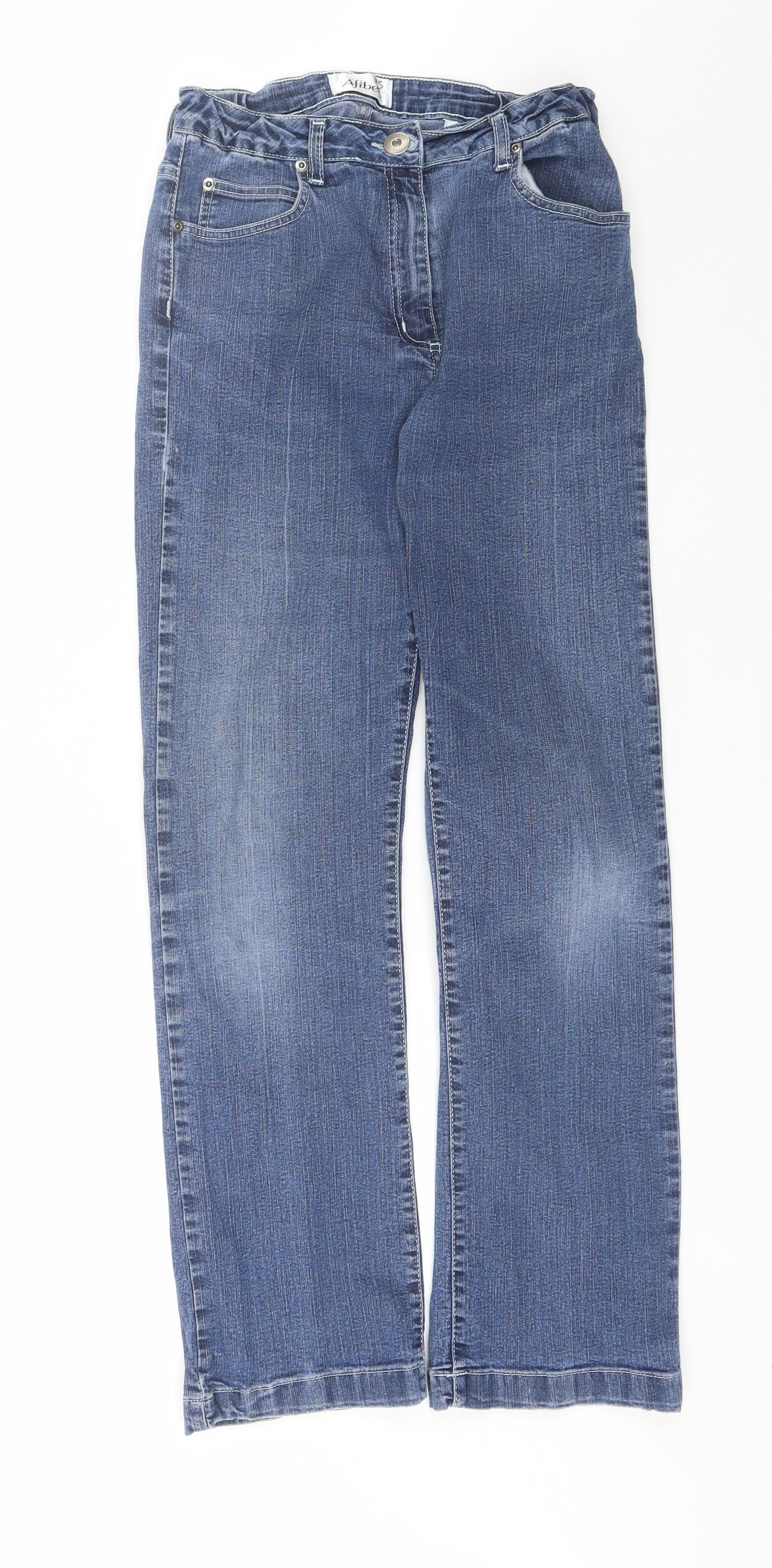 Afibel Womens Blue  Cotton Straight Jeans Size 12 L28 in Regular
