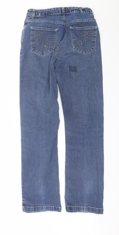 Afibel Womens Blue  Cotton Straight Jeans Size 12 L28 in Regular