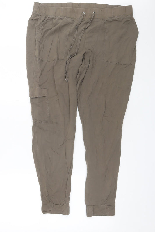 Yessica Womens Green  Viscose Trousers  Size 12 L28 in Regular