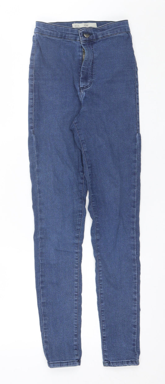 Topshop Womens Blue  Cotton Skinny Jeans Size 25 in L27 in Regular