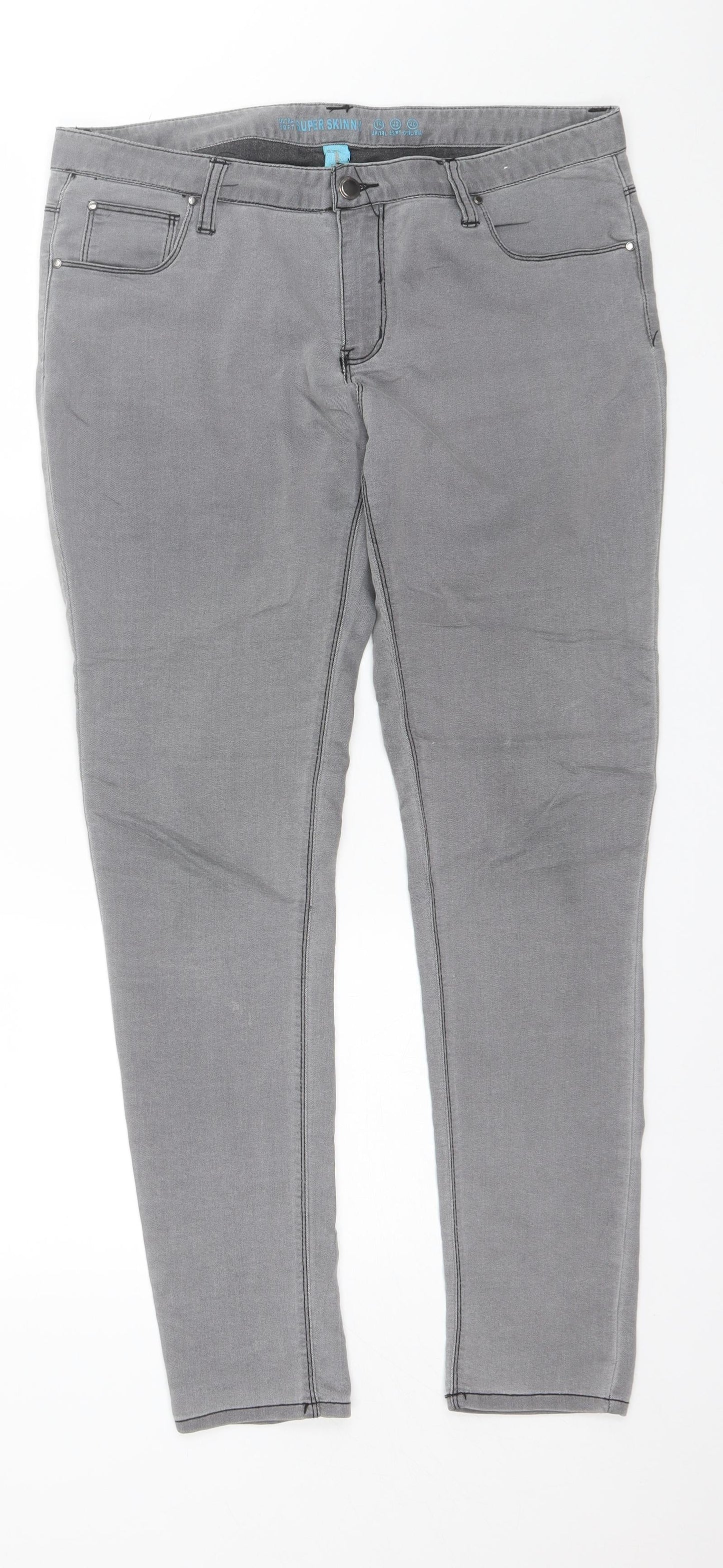 Denim CO. Womens Grey  Cotton Skinny Jeans Size 14 L28 in Regular