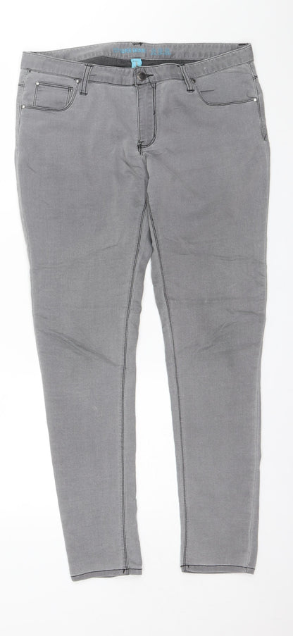 Denim CO. Womens Grey  Cotton Skinny Jeans Size 14 L28 in Regular