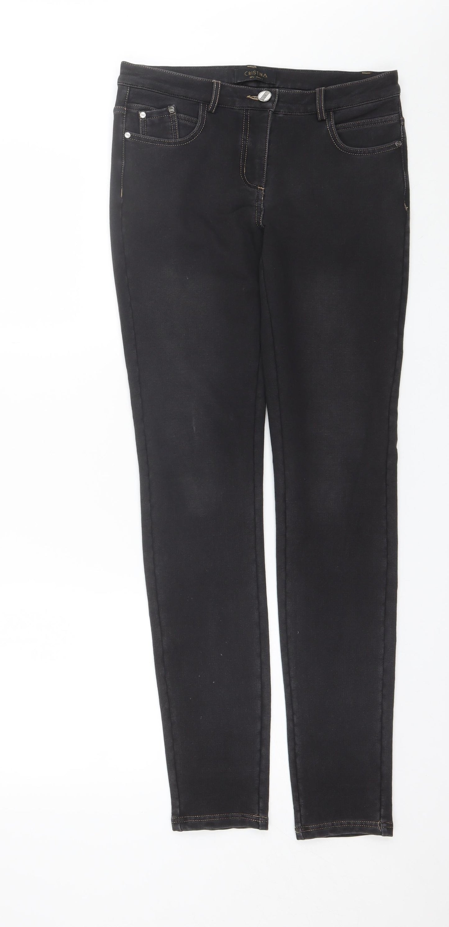 Cristina Womens Black  Cotton Blend Skinny Jeans Size 10 L30 in Regular