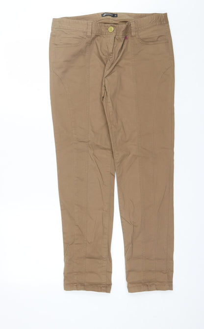 Internationale Womens Brown  Cotton Trousers  Size 12 L27 in Regular