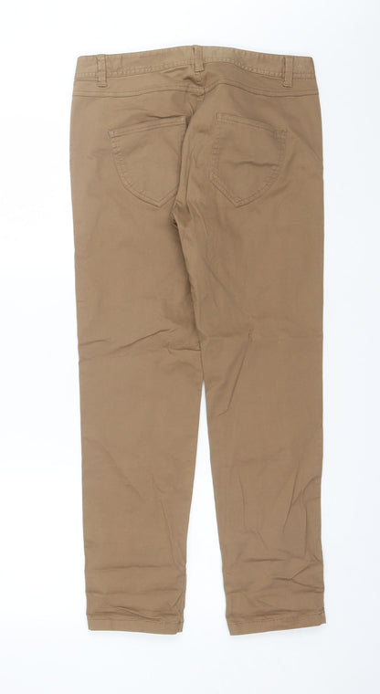 Internationale Womens Brown  Cotton Trousers  Size 12 L27 in Regular