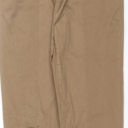 Internationale Womens Brown  Cotton Trousers  Size 12 L27 in Regular