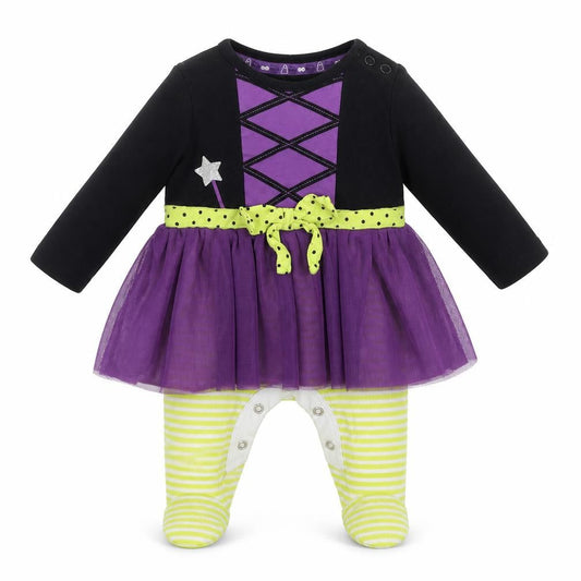 Front view of F&F Baby Purple Cotton Babygrow One-Piece, size 0-3, Months