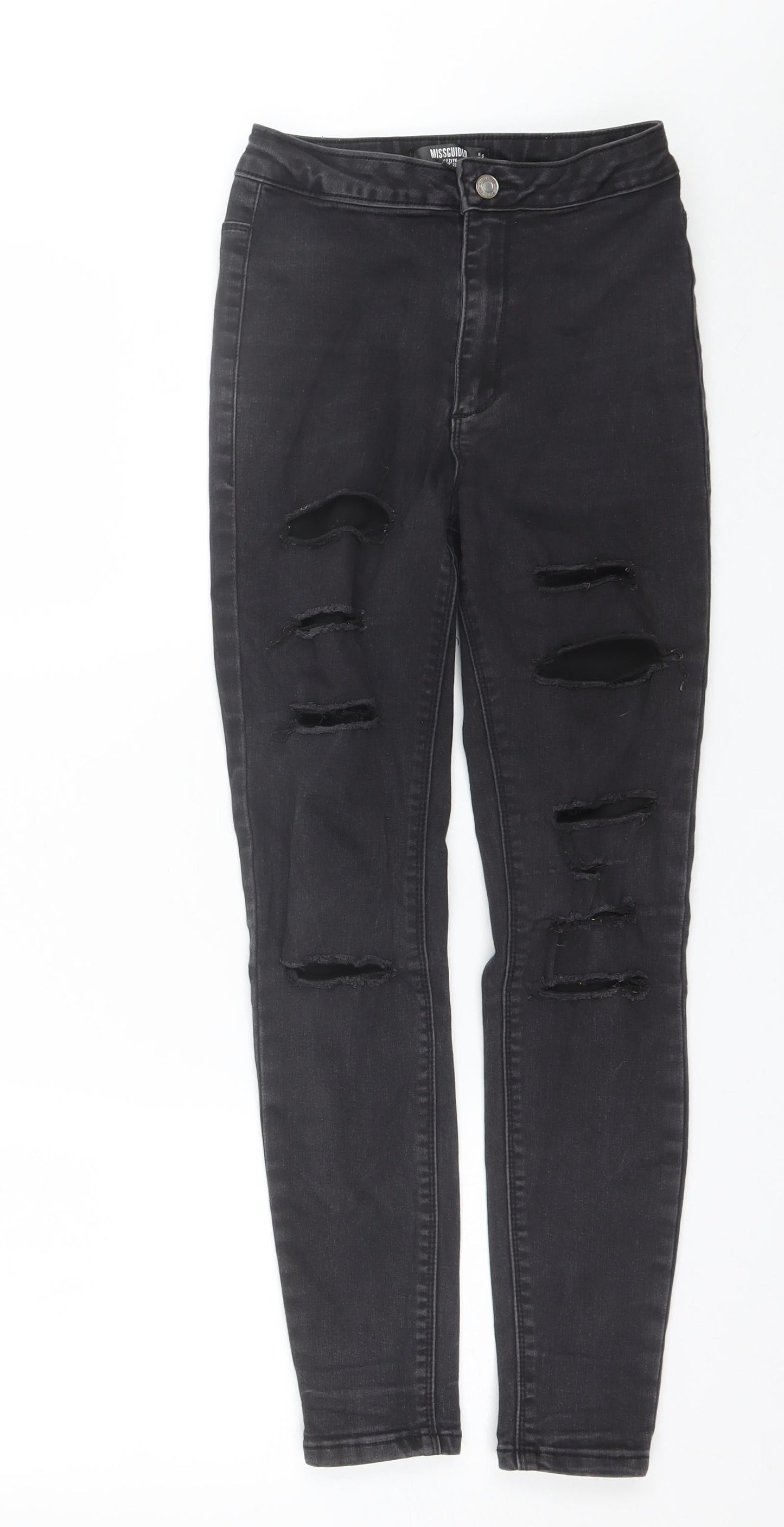 Missguided Womens Black  Cotton Skinny Jeans Size 8 L25 in Regular