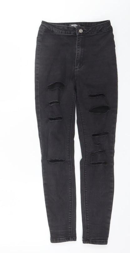 Missguided Womens Black  Cotton Skinny Jeans Size 8 L25 in Regular