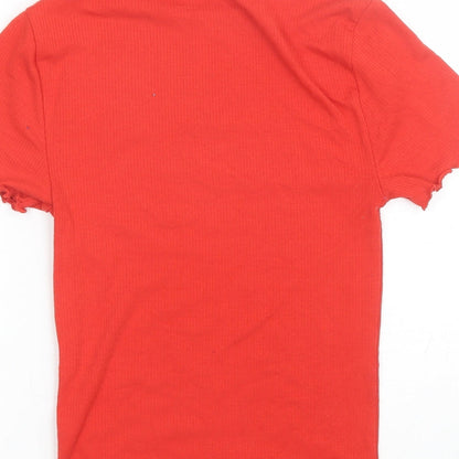 Primark Womens Red  Polyester Basic T-Shirt Size XS Round Neck