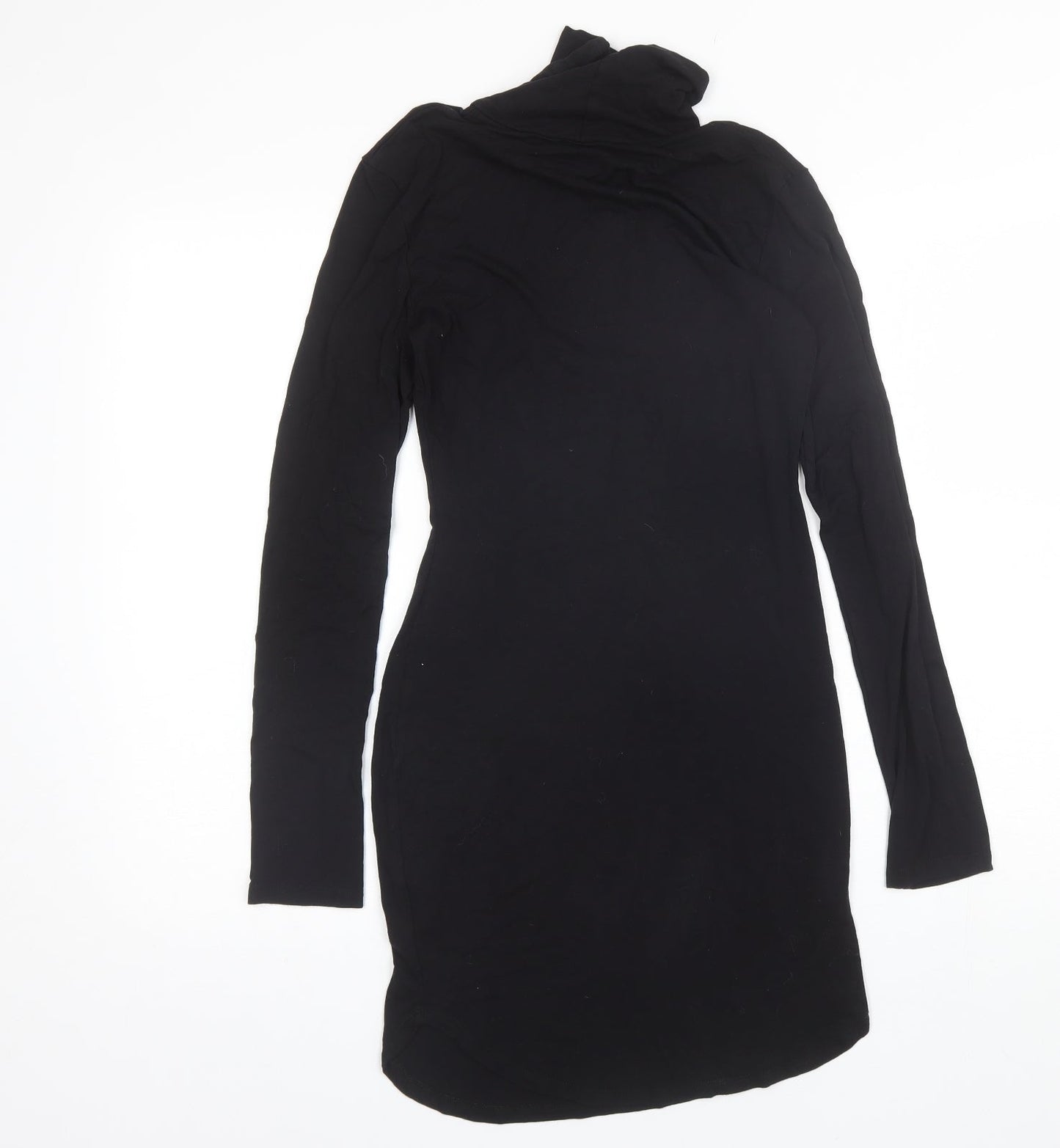 Missguided Womens Black  Viscose Bodycon  Size 8  Roll Neck