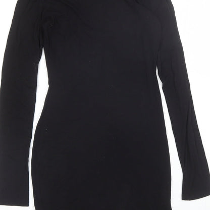 Missguided Womens Black  Viscose Bodycon  Size 8  Roll Neck
