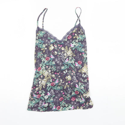 Accessorize Womens Blue Floral Polyester Camisole Blouse Size XS V-Neck