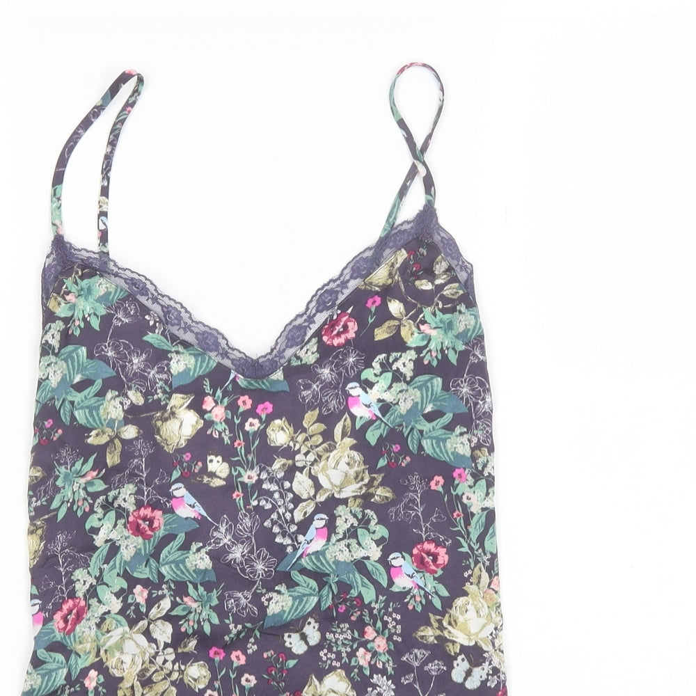 Accessorize Womens Blue Floral Polyester Camisole Blouse Size XS V-Neck