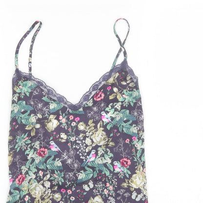 Accessorize Womens Blue Floral Polyester Camisole Blouse Size XS V-Neck