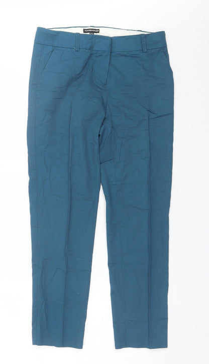 Warehouse Womens Blue  Cotton Blend Chino Trousers Size 8 L26 in Regular