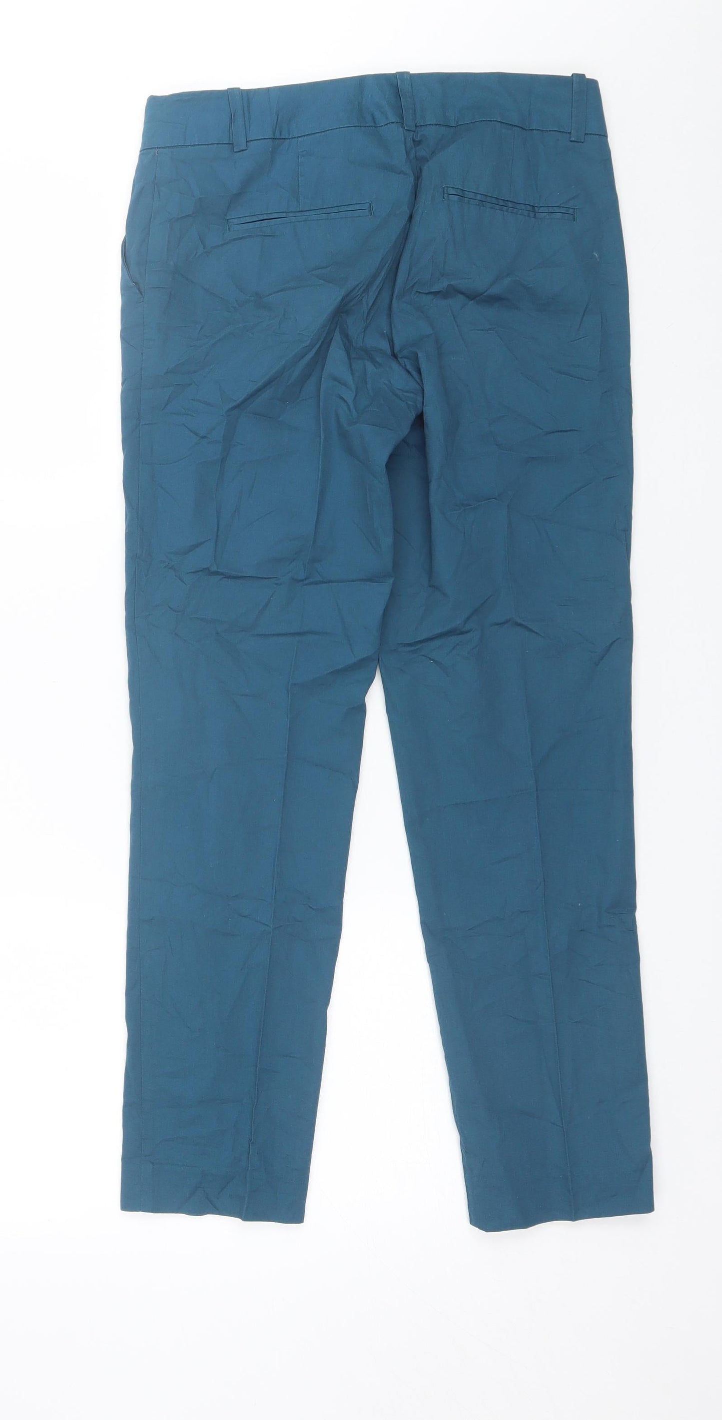 Warehouse Womens Blue  Cotton Blend Chino Trousers Size 8 L26 in Regular