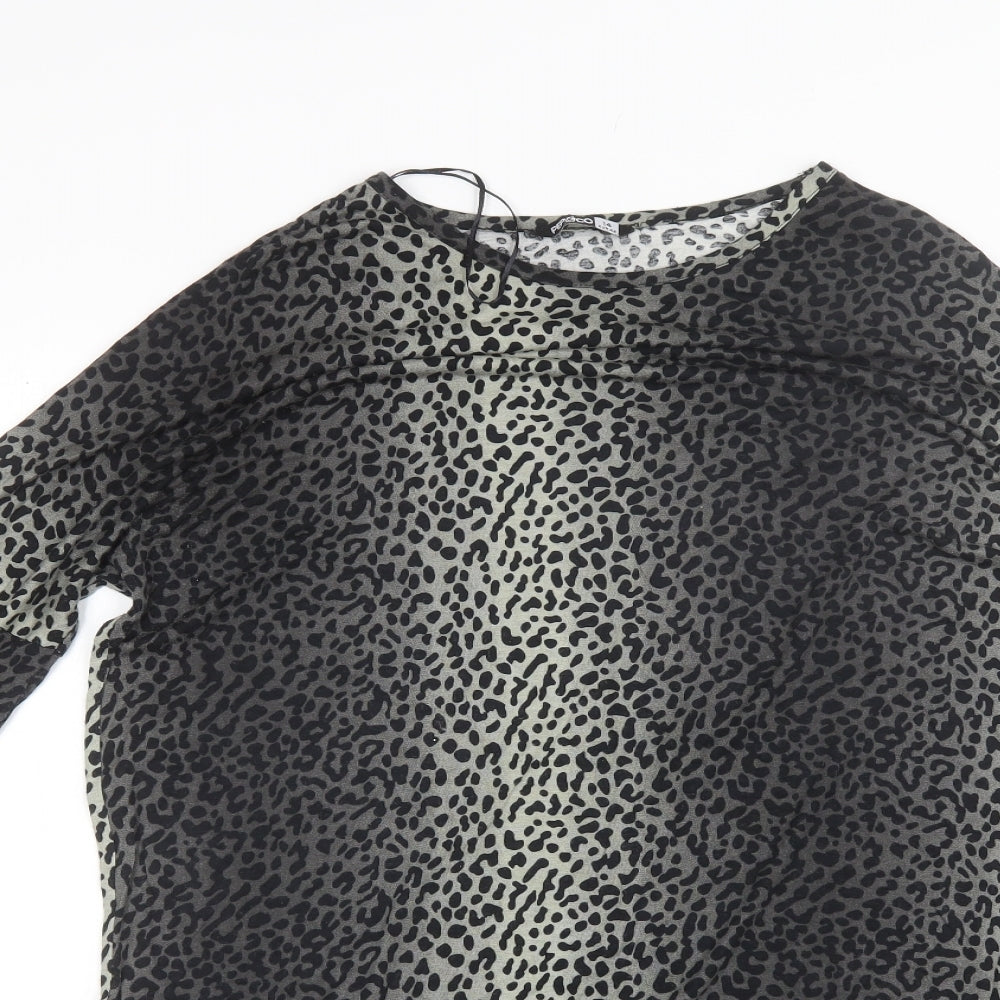 Pep&Co Womens Black Animal Print Viscose Shift  Size 14  Round Neck