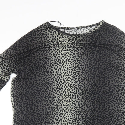 Pep&Co Womens Black Animal Print Viscose Shift  Size 14  Round Neck