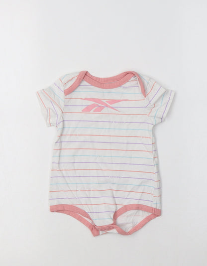 Reebok Baby White Striped Cotton Romper One-Piece Size 6-9 Months